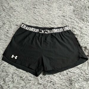 Under Armour Shorts Womens Small Running Athletic Workout Black White Drawstring